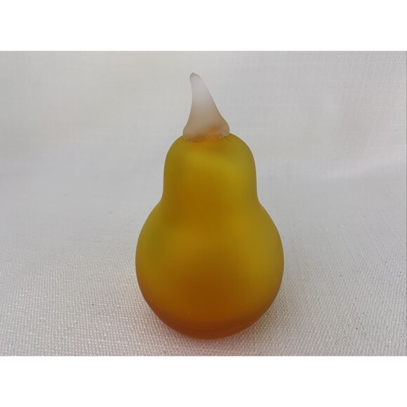 Pilgrim Glass Pear Paperweight Handblown Golden Amberina Vintage - Small Damage - Picture 2 of 11